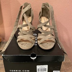 TORRID Strapy Heels with Ankle Lace - Taupe